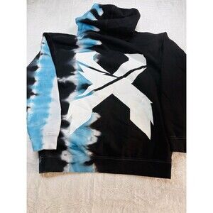 VHTF Excision Thunderdome Hoodie Black Aqua X Logo Med EUC Tie Dye Element Tag